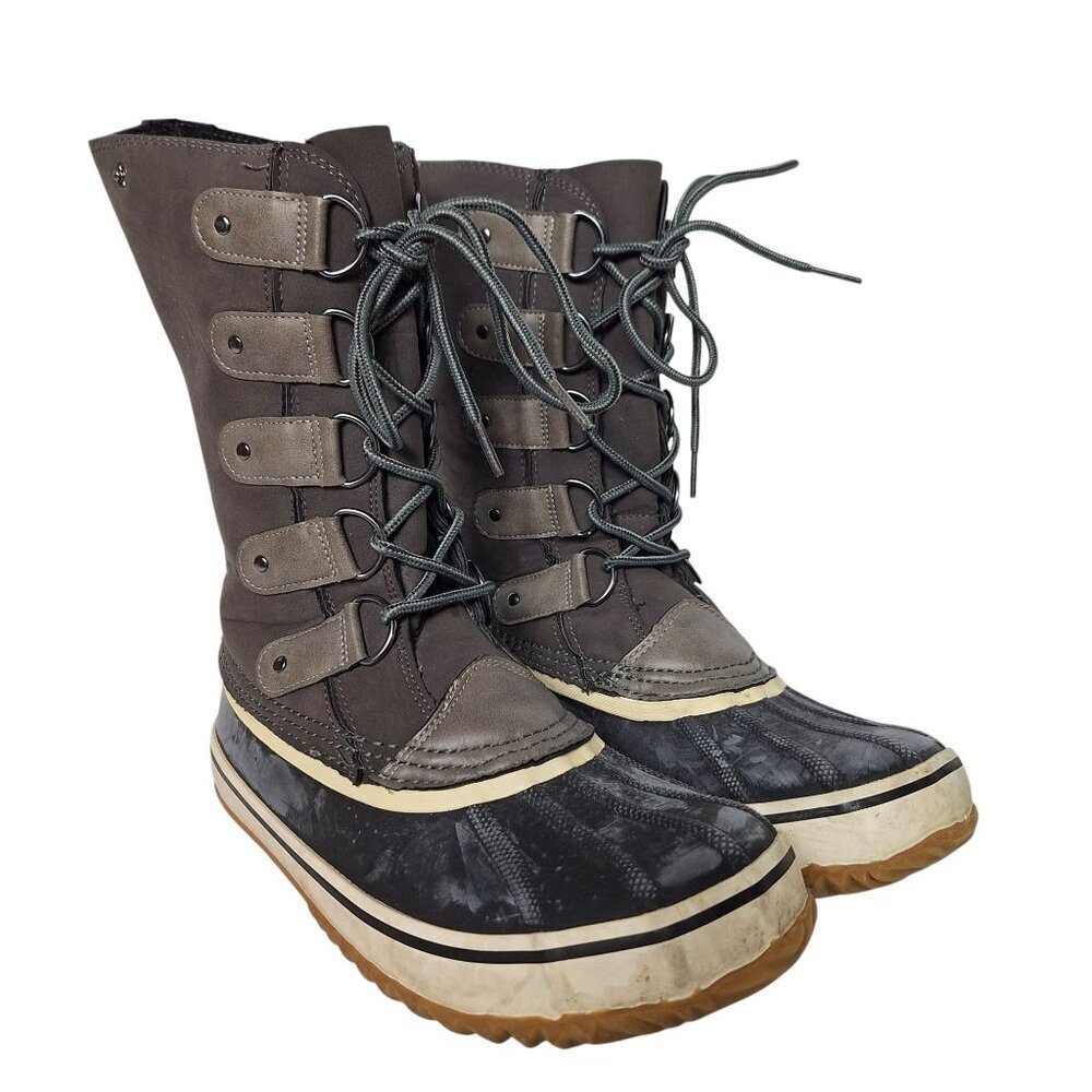 JBU by Jambu Women's Gray Leather Lace Up Rain Boots Size 8.5 Medium